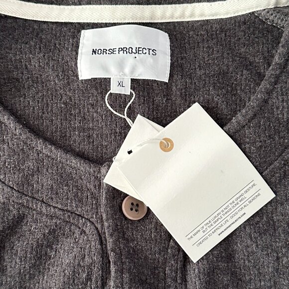 NWT Norse Projects Gray Button Down Shirt Men's XL Lasse Mesh Melange - Picture 3 of 6